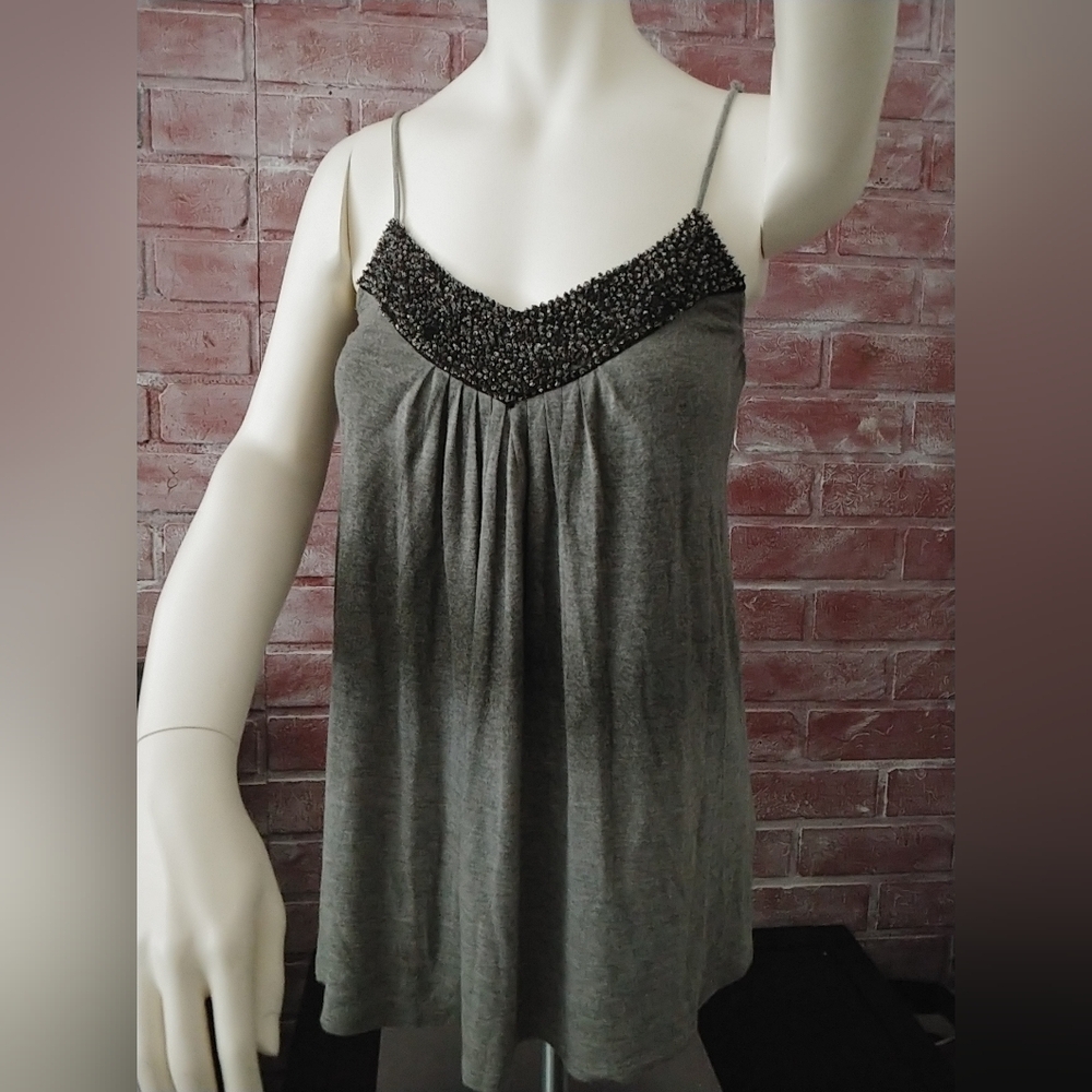 Urban Outfitters silence + noise Flowy Gray Beaded Cami Tank